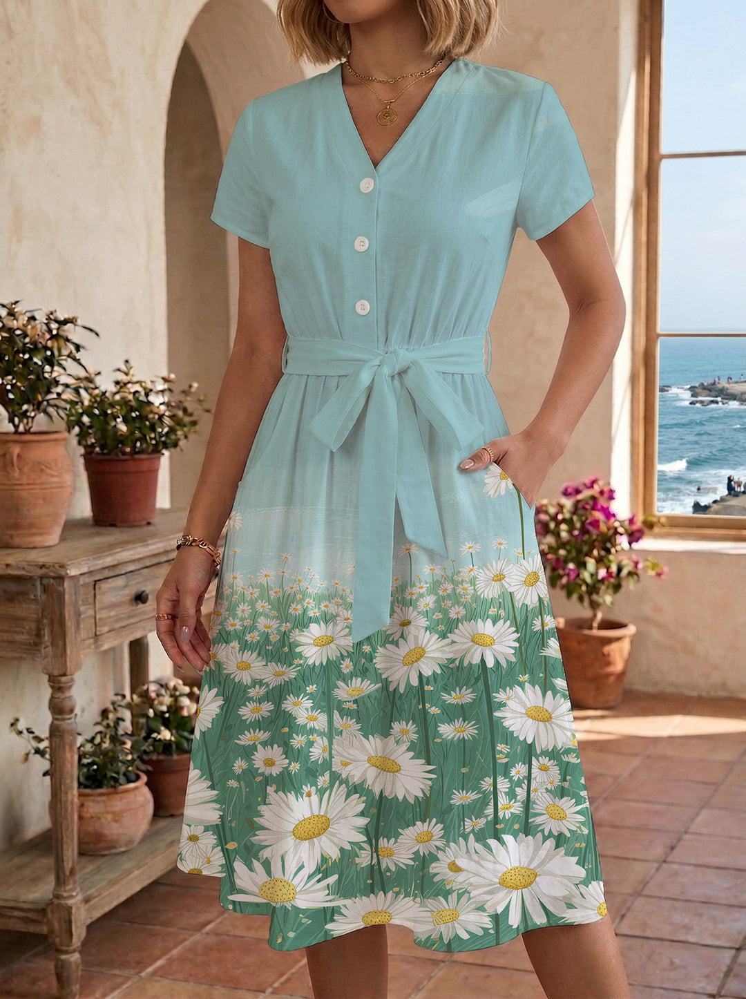 Damen casual dress with modern leopard print and adjustable belt Mirla-Eva Jonsson