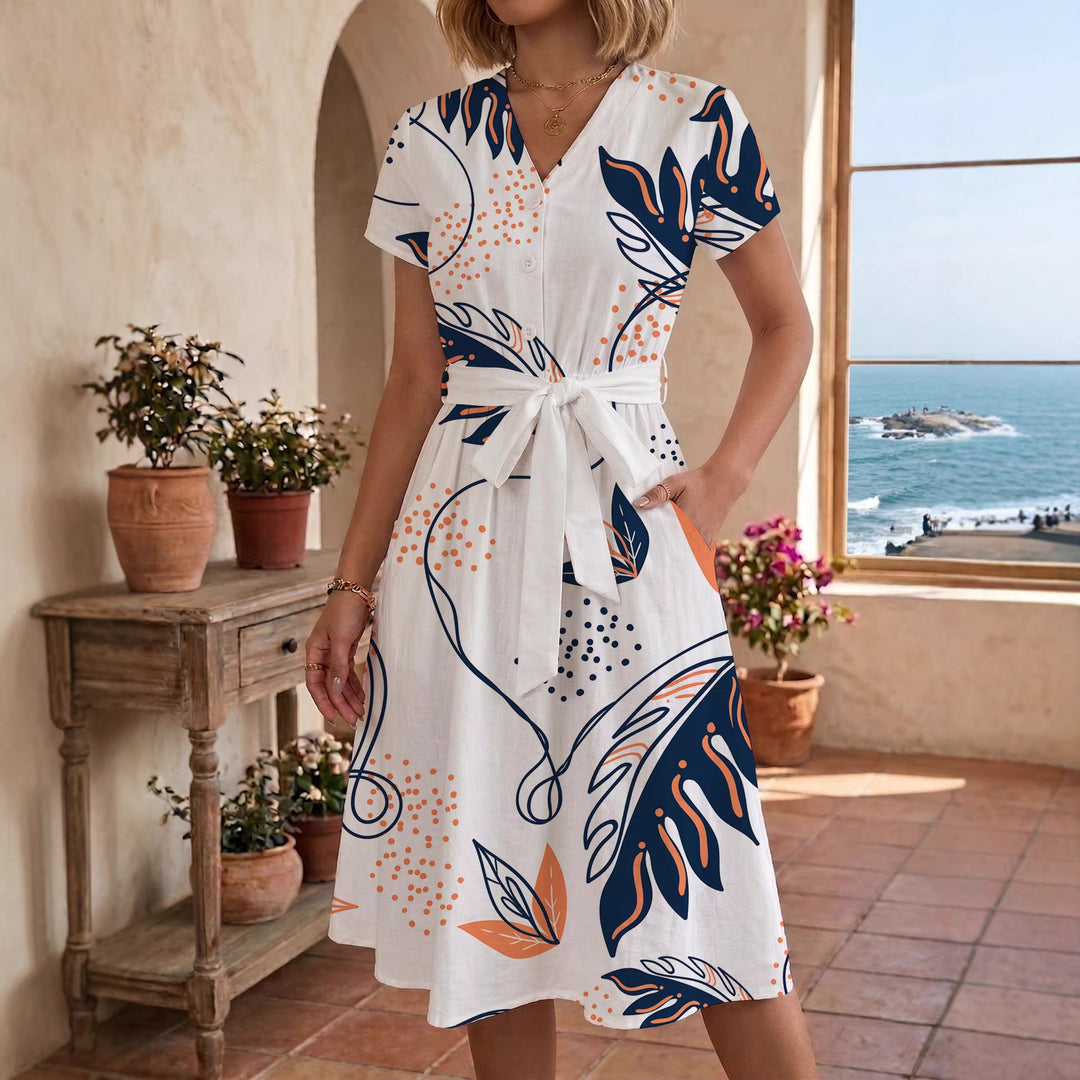 Damen casual dress with modern leopard print and adjustable belt Mirla-Eva Jonsson