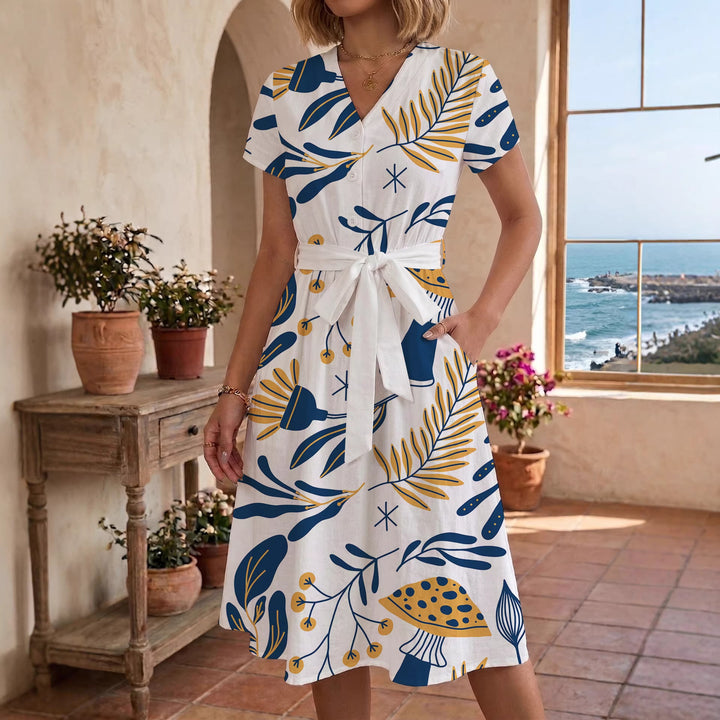 Damen casual dress with modern leopard print and adjustable belt Mirla-Eva Jonsson