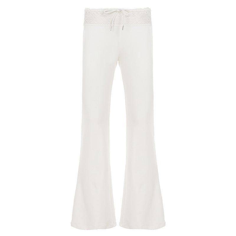 Damen casual flared lounge pants with adjustable waistband and lace accents Mirla-Eva Jonsson
