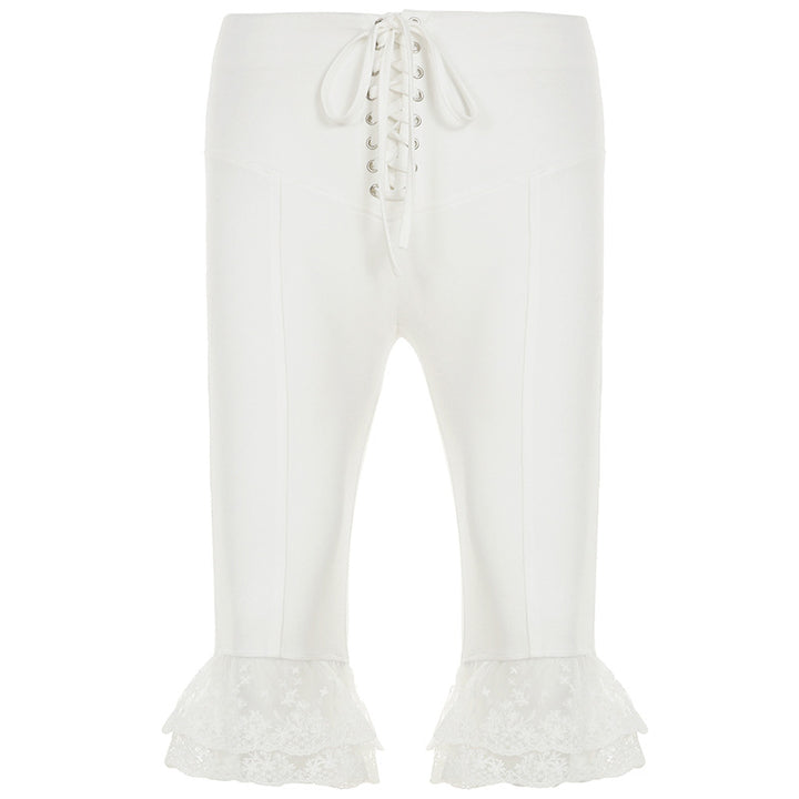 Damen casual flared lounge pants with adjustable waistband and lace accents Mirla-Eva Jonsson