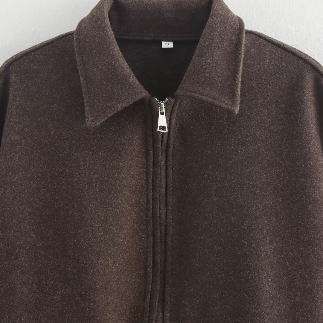 Damen casual fleece jacket with high collar and hidden pockets Mirla-Eva Jonsson