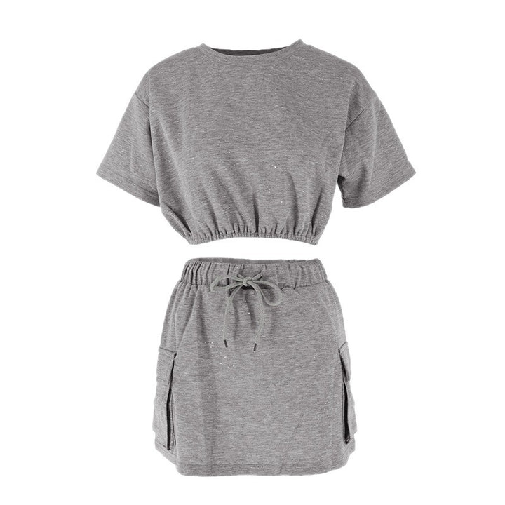 Damen casual fritids-set med cropped T-shirt och kjol Mirla-Eva Jonsson