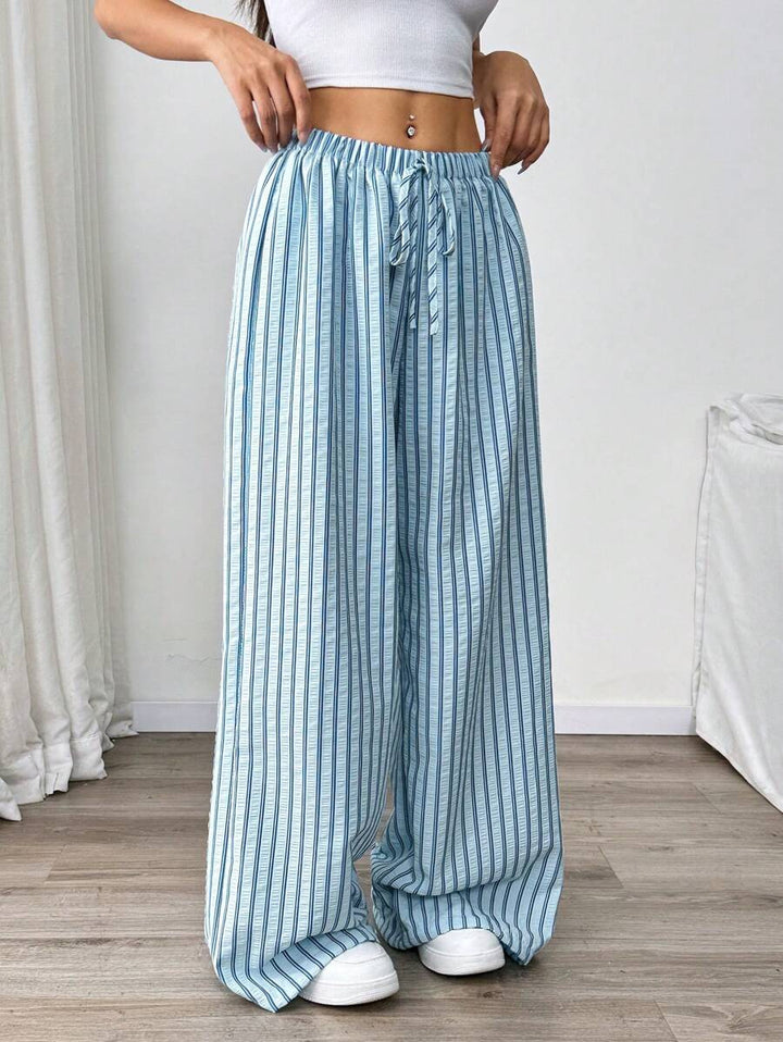 Damen casual high-waisted trousers in striped design Mirla-Eva Jonsson