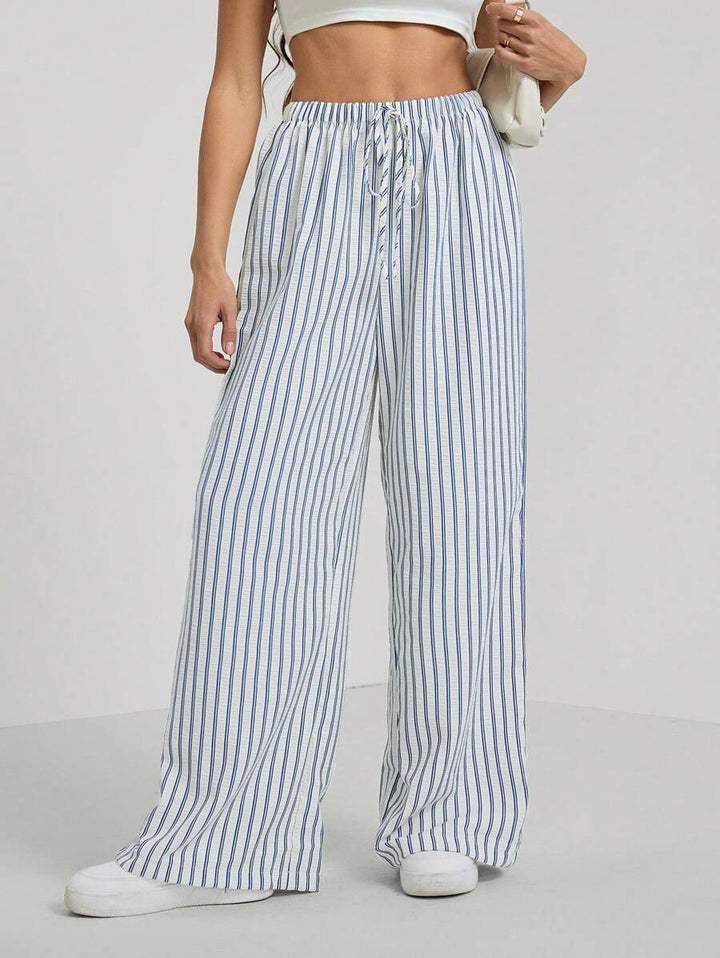 Damen casual high-waisted trousers in striped design Mirla-Eva Jonsson