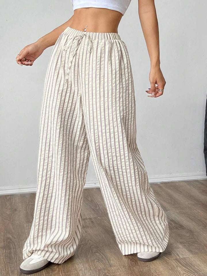 Damen casual high-waisted trousers in striped design Mirla-Eva Jonsson