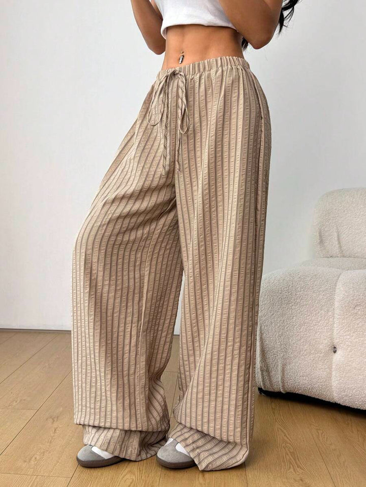 Damen casual high-waisted trousers in striped design Mirla-Eva Jonsson