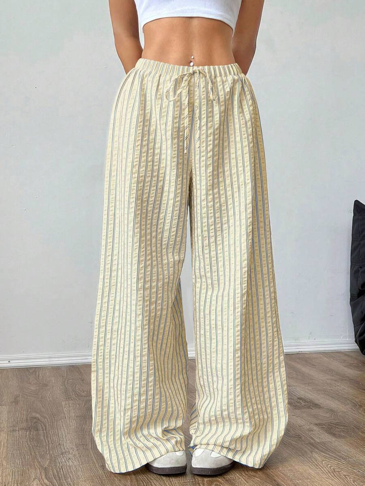 Damen casual high-waisted trousers in striped design Mirla-Eva Jonsson