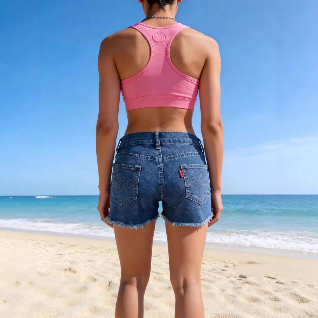 Damen casual jeans shorts with frayed hem and high waist Mirla-Eva Jonsson
