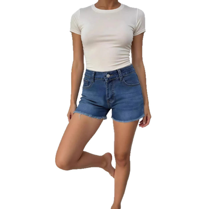 Damen casual jeans shorts with frayed hem and high waist Mirla-Eva Jonsson
