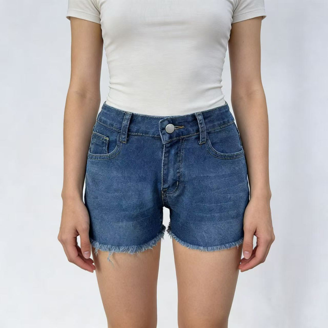 Damen casual jeans shorts with frayed hem and high waist Mirla-Eva Jonsson