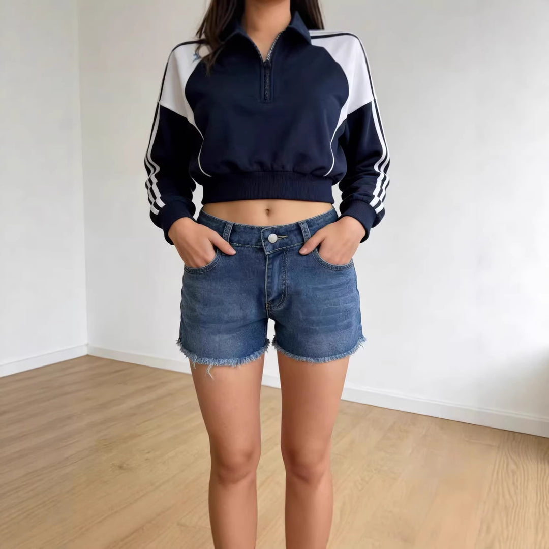 Damen casual jeans shorts with frayed hem and high waist Mirla-Eva Jonsson