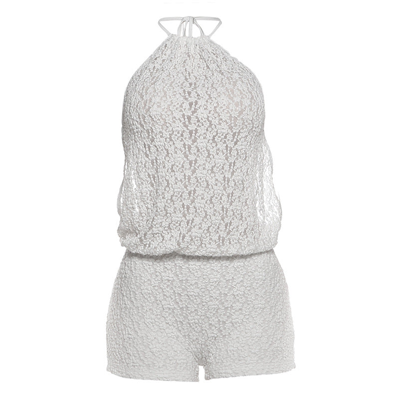 Damen casual jumpsuit aus transparentem Stoff mit floralem Design Mirla-Eva Jonsson