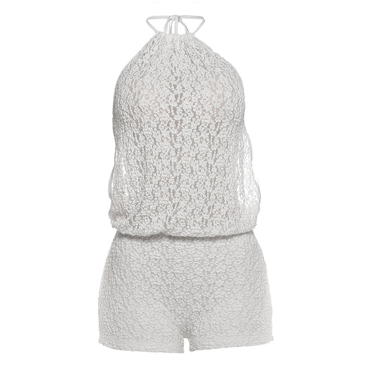 Damen casual jumpsuit aus transparentem Stoff mit floralem Design Mirla-Eva Jonsson