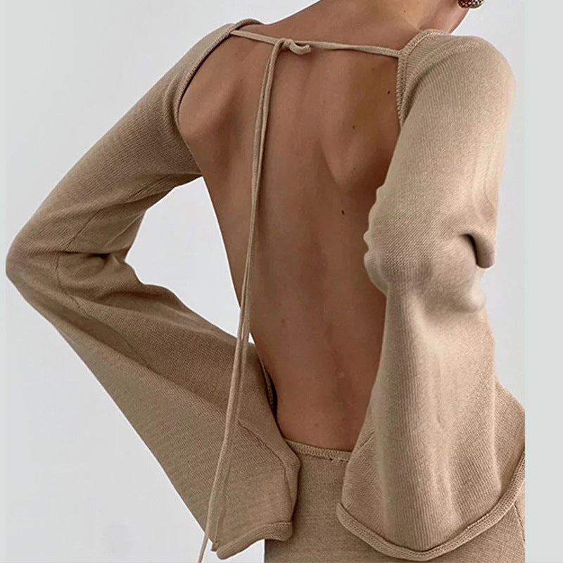 Damen casual knitted dress with wide sleeves and round neckline Mirla-Eva Jonsson
