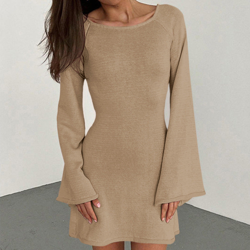 Damen casual knitted dress with wide sleeves and round neckline Mirla-Eva Jonsson