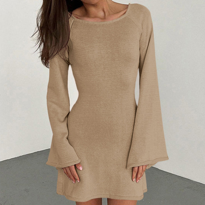 Damen casual knitted dress with wide sleeves and round neckline Mirla-Eva Jonsson