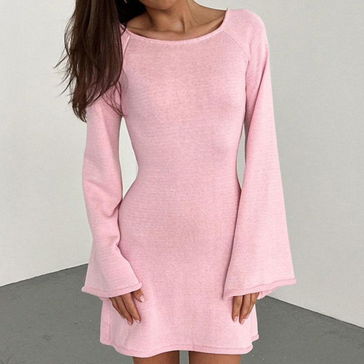 Damen casual knitted dress with wide sleeves and round neckline Mirla-Eva Jonsson