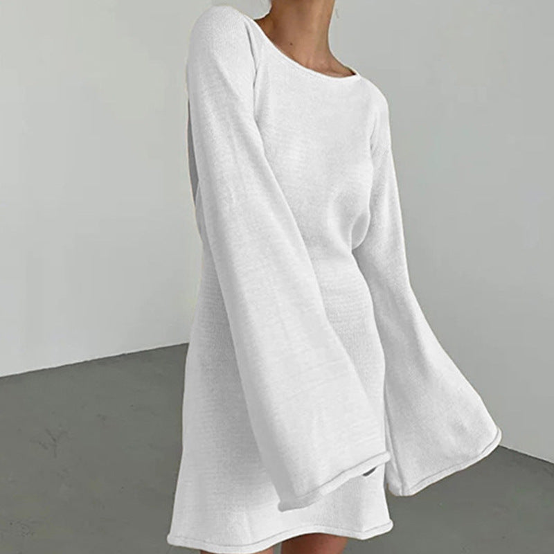 Damen casual knitted dress with wide sleeves and round neckline Mirla-Eva Jonsson