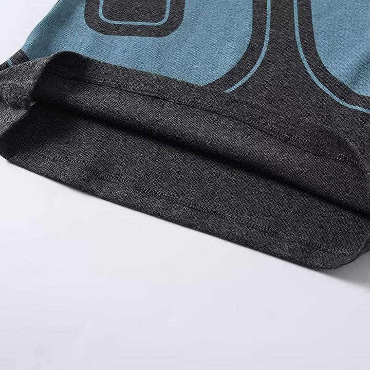 Damen casual kortärmad t-shirt med rynkning och grafisk tryck Mirla-Eva Jonsson