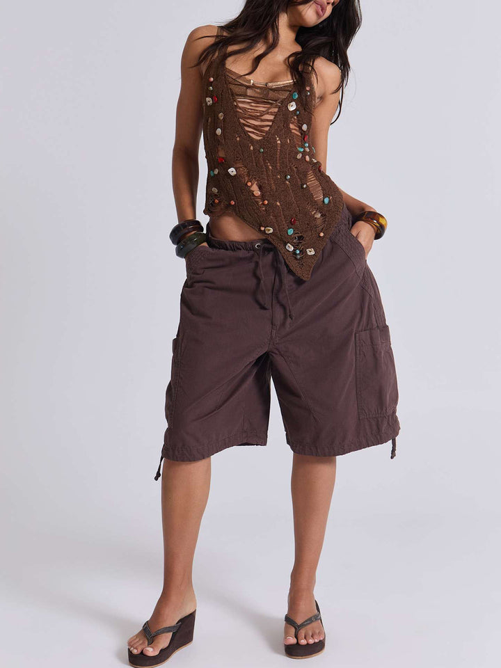 Damen casual kurze Cargo-Shorts mit verstellbarem Bund und praktischen Taschen Mirla-Eva Jonsson