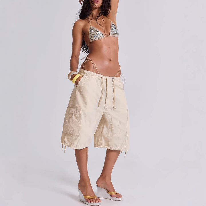 Damen casual kurze Cargo-Shorts mit verstellbarem Bund und praktischen Taschen Mirla-Eva Jonsson