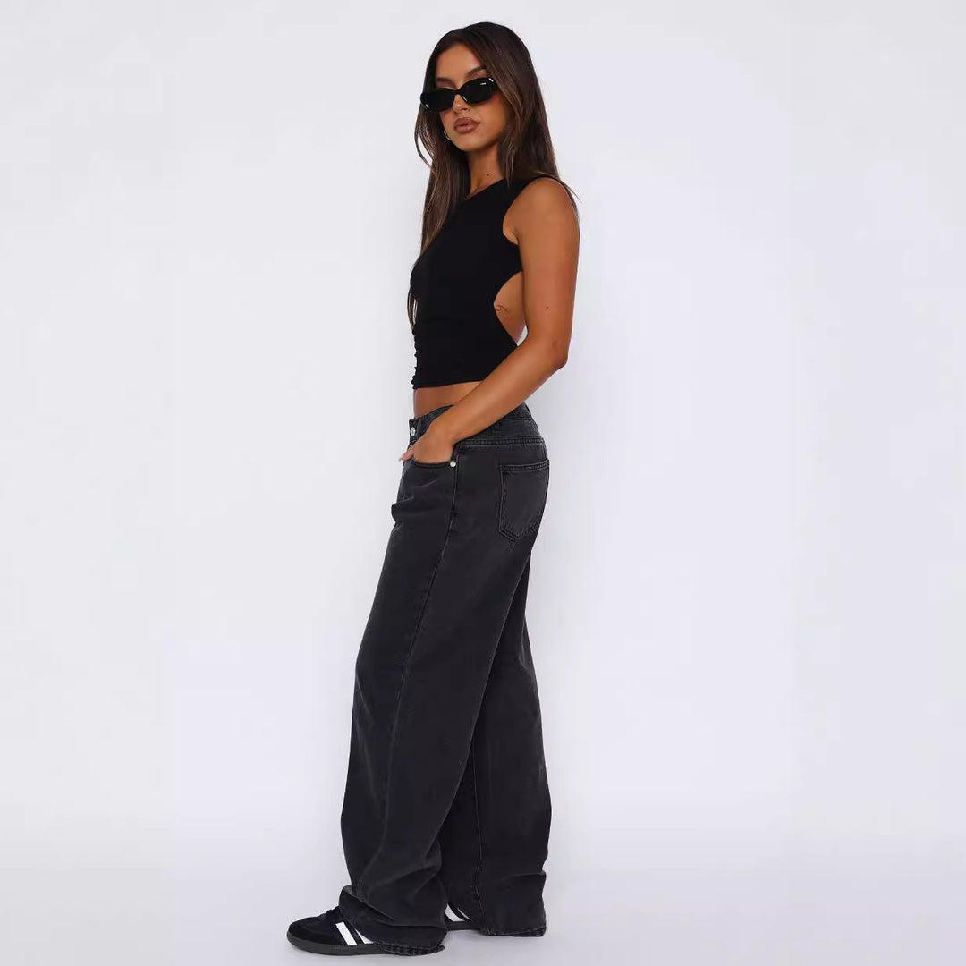Damen casual loose jeans med hög midja och moderiktig skärning Mirla-Eva Jonsson