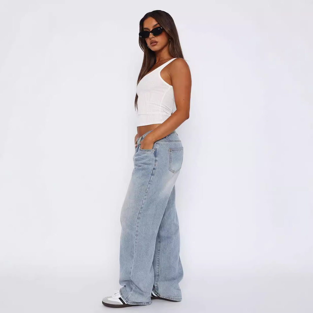 Damen casual loose jeans med hög midja och moderiktig skärning Mirla-Eva Jonsson
