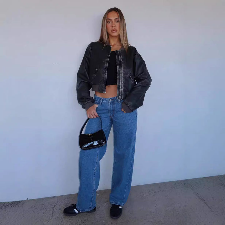 Damen casual loose jeans med hög midja och moderiktig skärning Mirla-Eva Jonsson