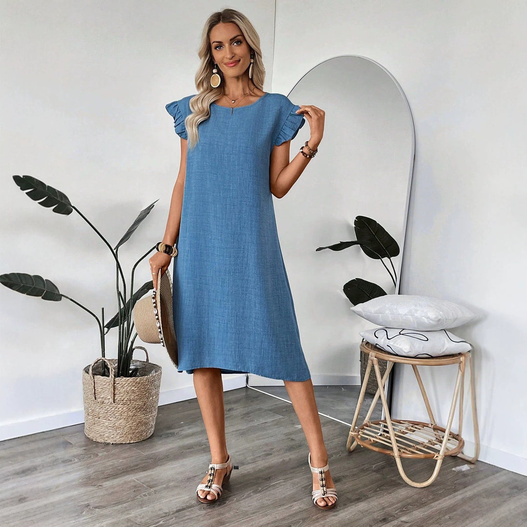 Damen casual mid dress with ruffle details and classic cut Mirla-Eva Jonsson