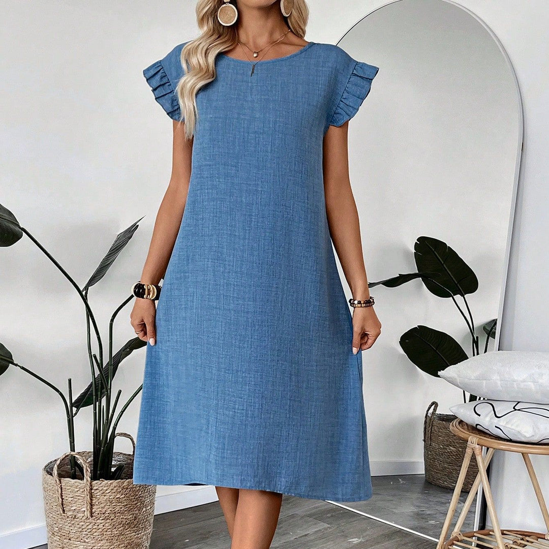 Damen casual mid dress with ruffle details and classic cut Mirla-Eva Jonsson