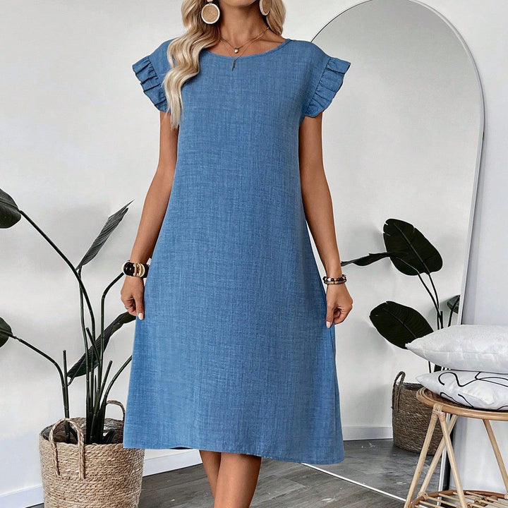 Damen casual mid dress with ruffle details and classic cut Mirla-Eva Jonsson