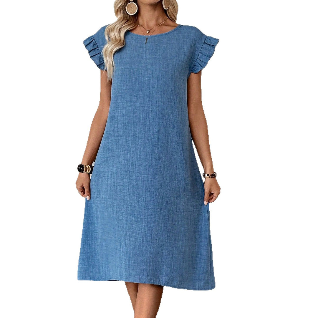 Damen casual mid dress with ruffle details and classic cut Mirla-Eva Jonsson
