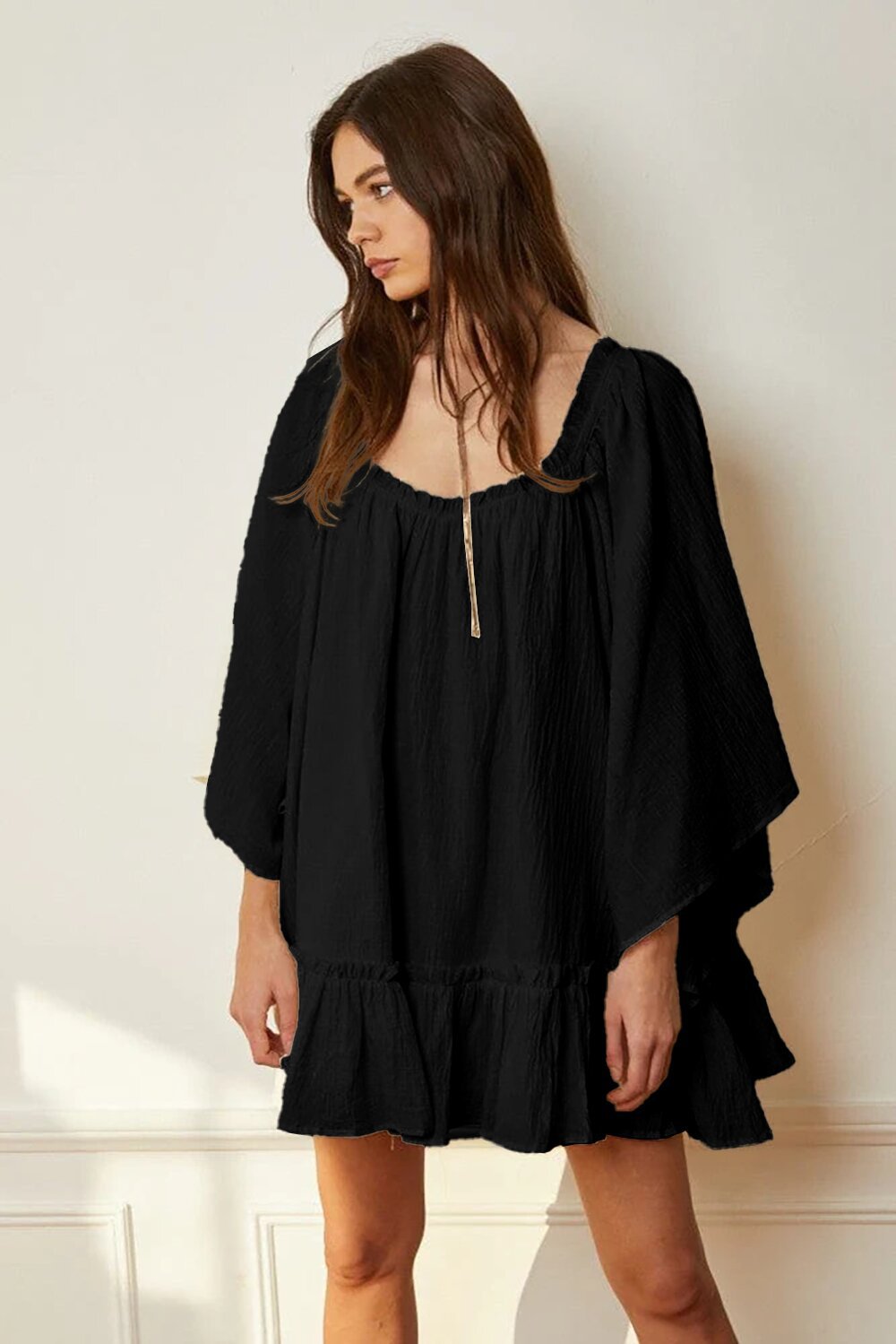 Damen casual minikleid mit rüschendetails und weitem schnitt Mirla-Eva Jonsson