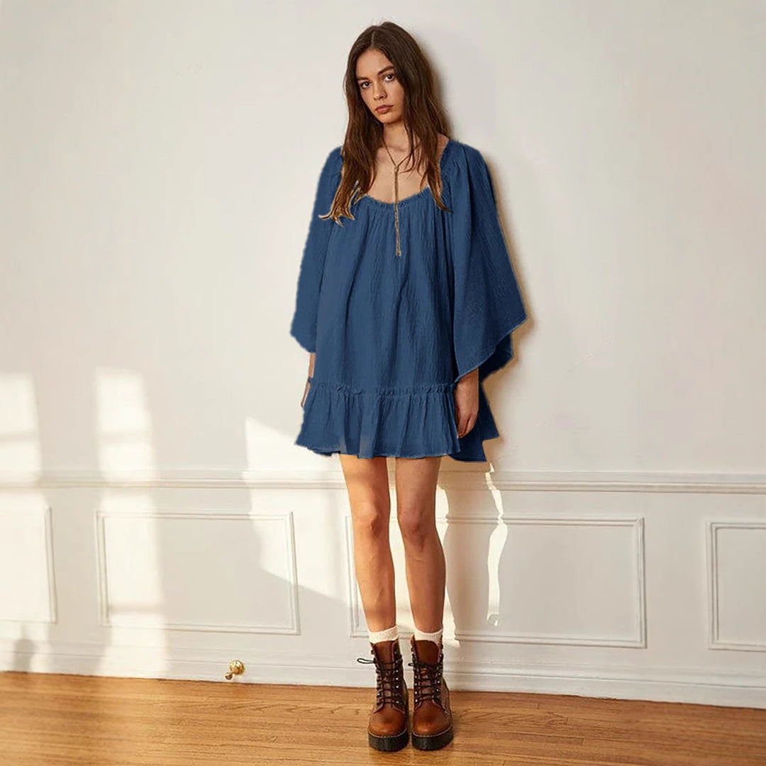 Damen casual minikleid mit rüschendetails und weitem schnitt Mirla-Eva Jonsson