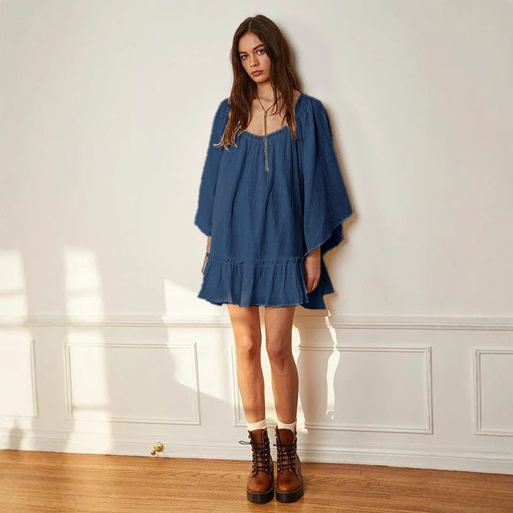 Damen casual minikleid mit rüschendetails und weitem schnitt Mirla-Eva Jonsson