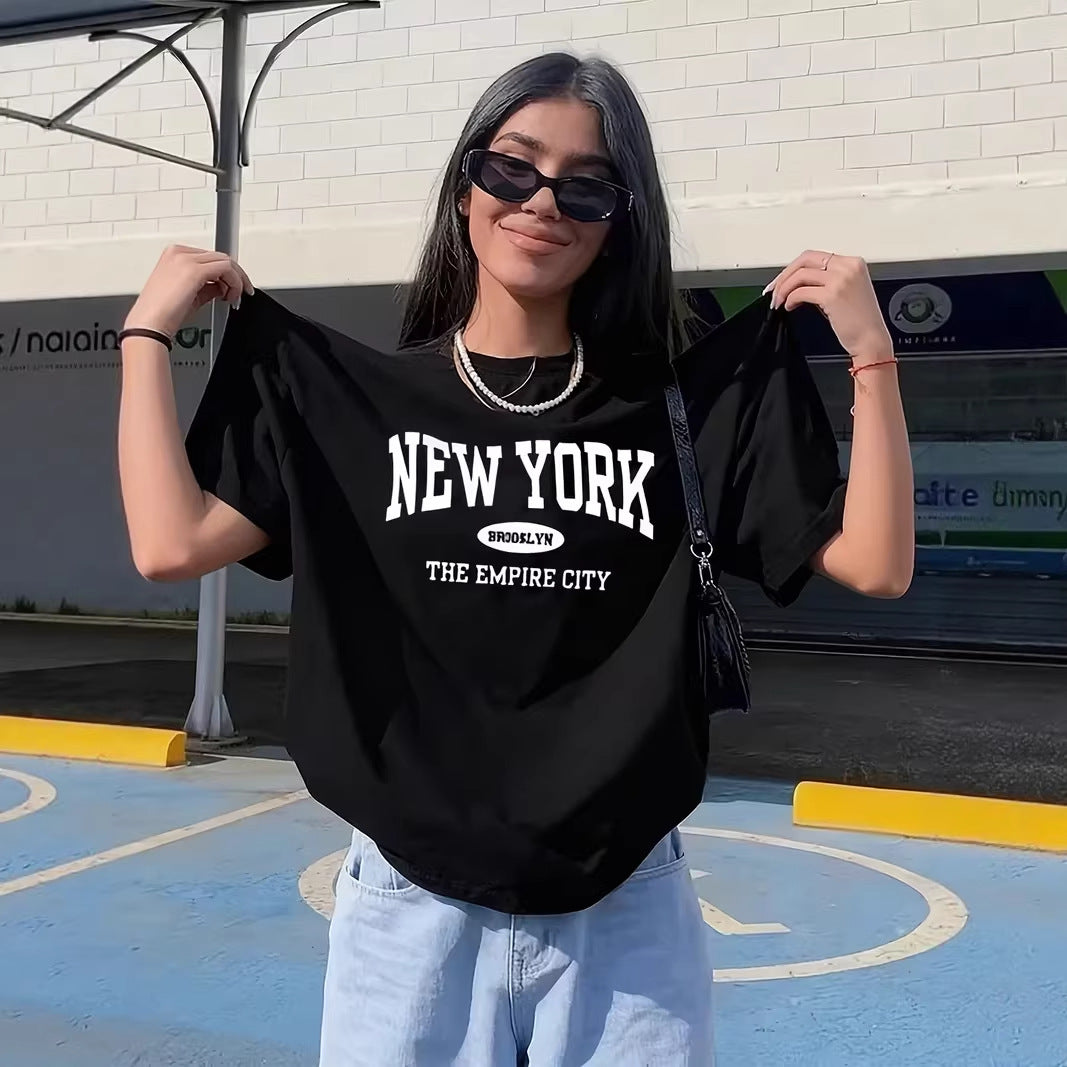 Damen casual oversized T-shirt mit New York Schriftzug Mirla-Eva Jonsson