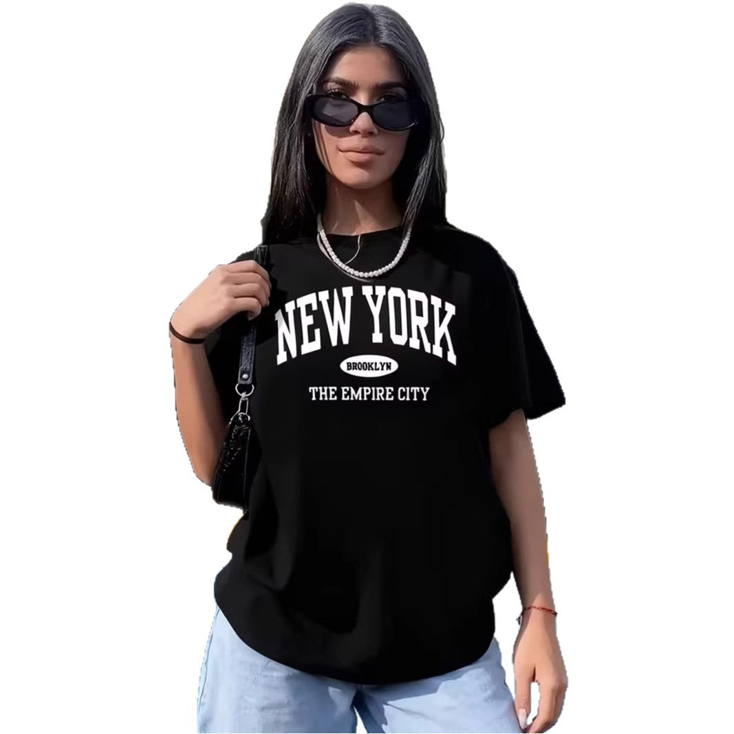 Damen casual oversized T-shirt mit New York Schriftzug Mirla-Eva Jonsson