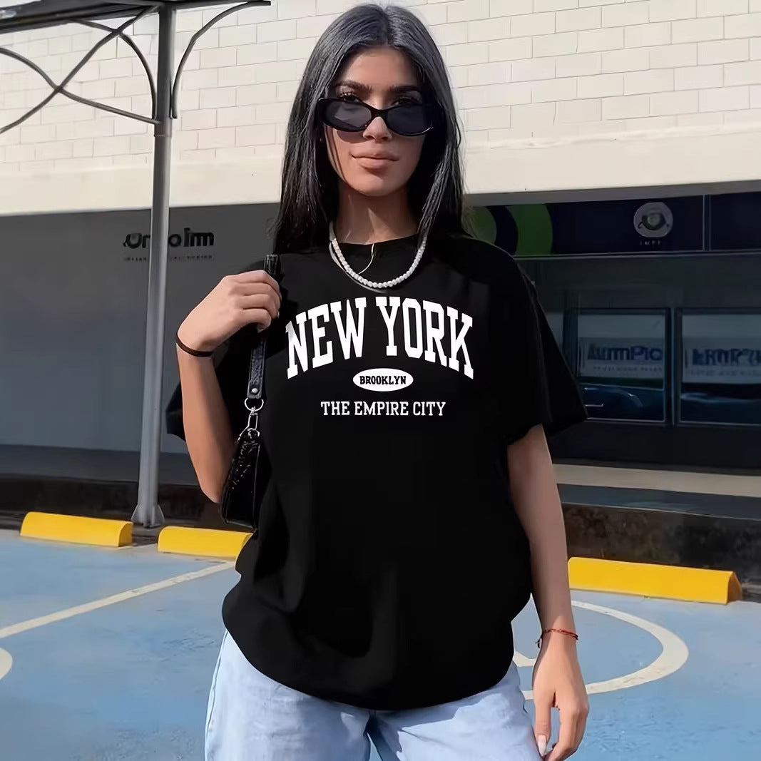 Damen casual oversized T-shirt mit New York Schriftzug Mirla-Eva Jonsson