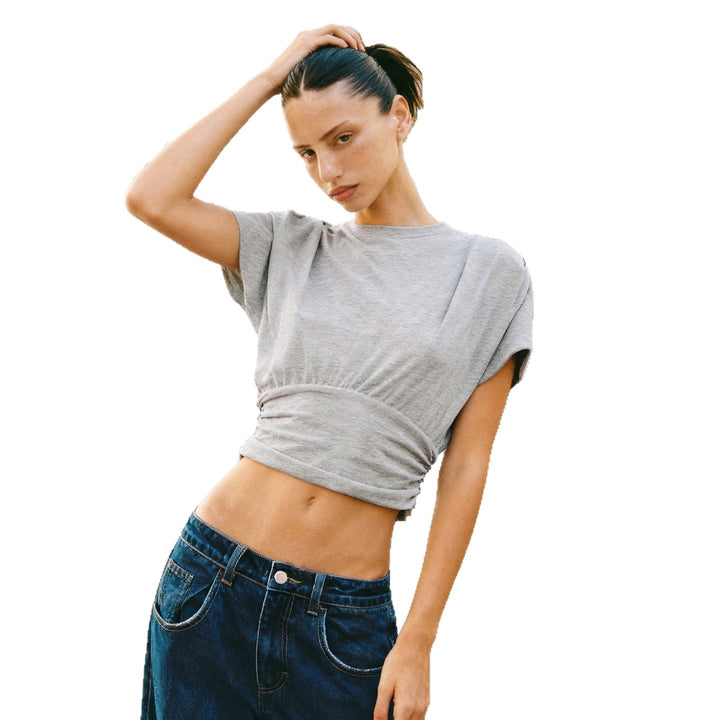 Damen casual oversized T-shirt with elastic waistband and gathering Mirla-Eva Jonsson