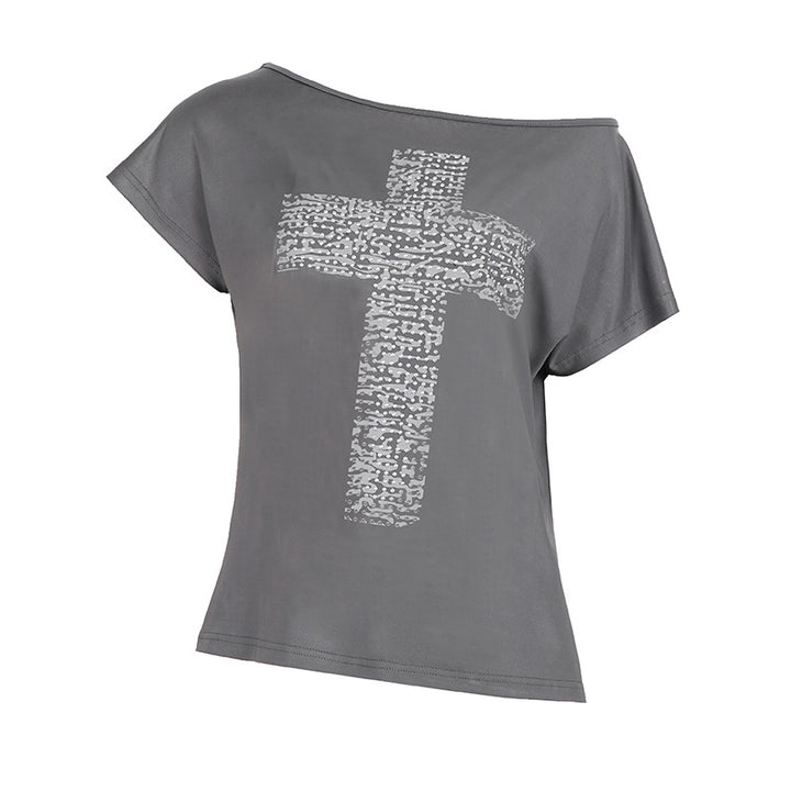 Damen casual oversized shirt with fashionable cross design Mirla-Eva Jonsson