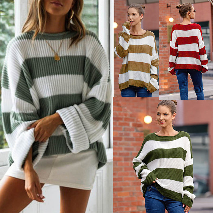 Damen casual oversized tröja med breda ränder Mirla-Eva Jonsson