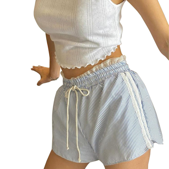 Damen casual randiga shorts med elastisk midja och snöre Mirla-Eva Jonsson