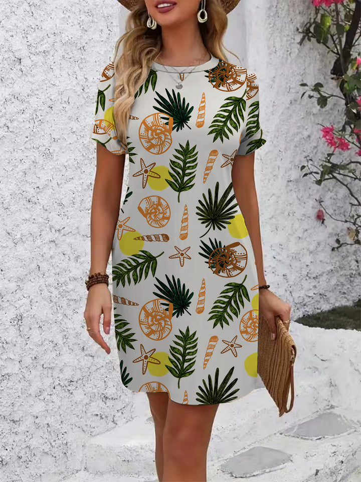 Damen casual short sleeve dress with modern houndstooth pattern and comfortable fit Mirla-Eva Jonsson