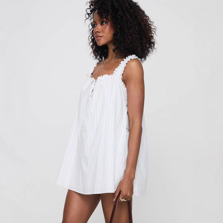 Damen casual summer dress with ruffle details and button closure Mirla-Eva Jonsson