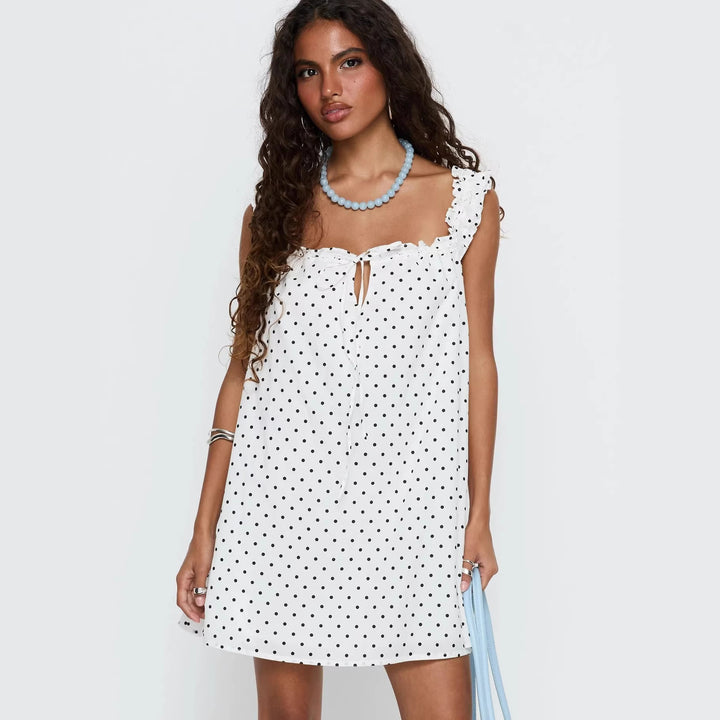 Damen casual summer dress with ruffle details and button closure Mirla-Eva Jonsson