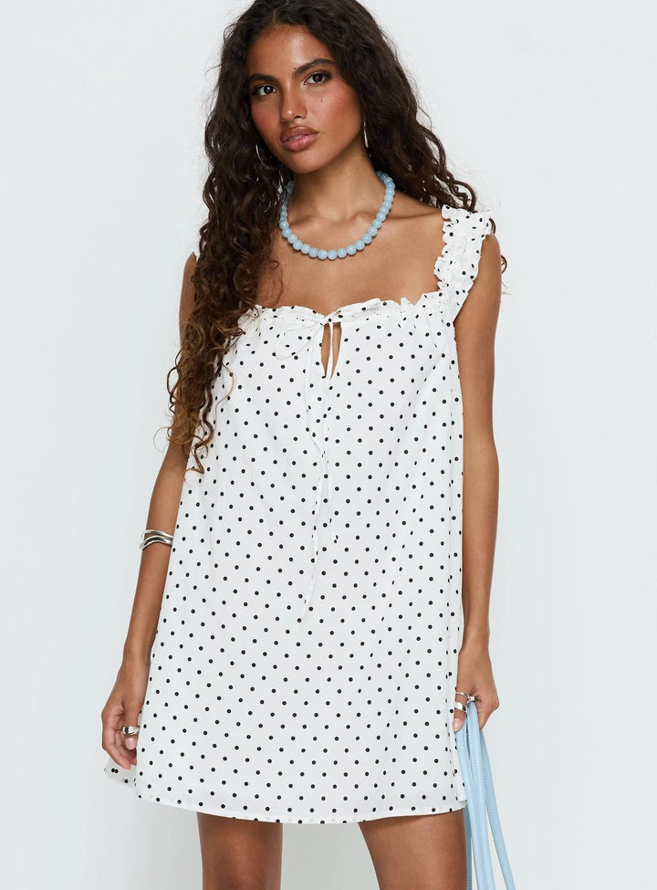 Damen casual summer dress with ruffle details and button closure Mirla-Eva Jonsson