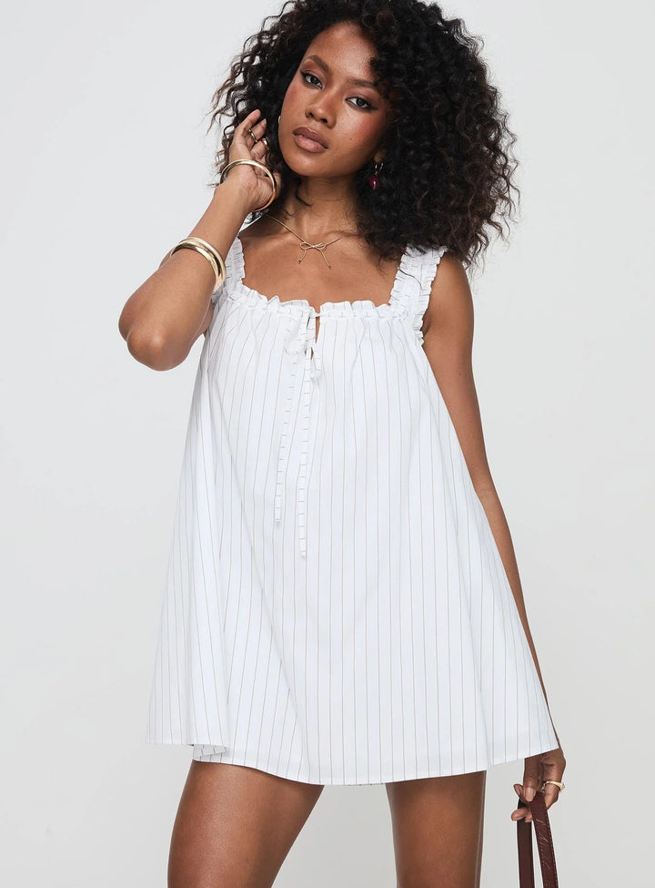 Damen casual summer dress with ruffle details and button closure Mirla-Eva Jonsson