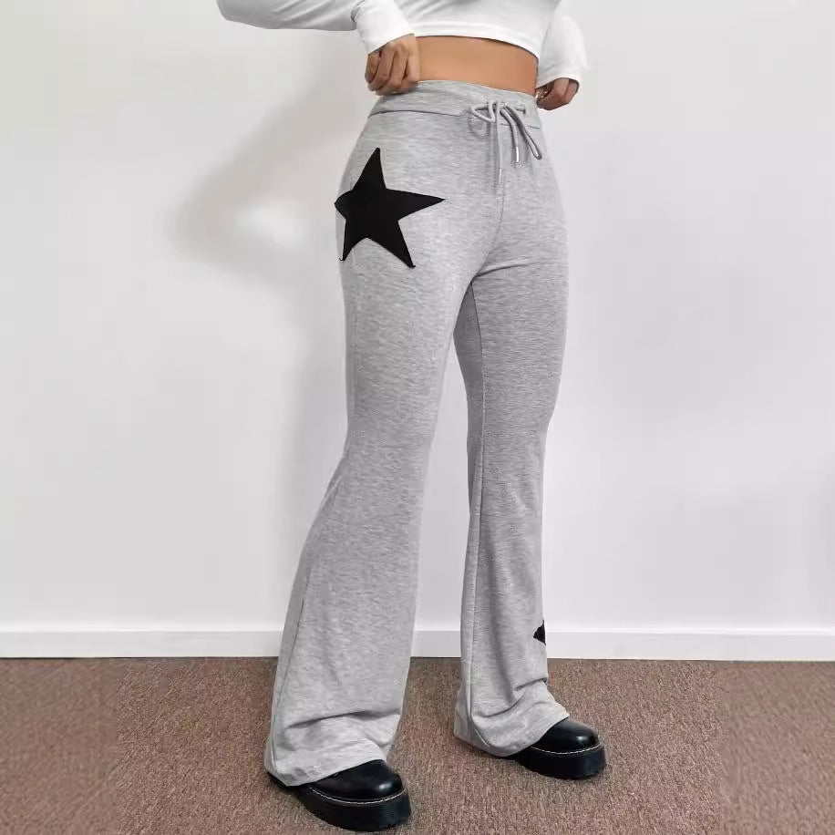 Damen casual sweatpants med bred ben och stjärnmotiv Mirla-Eva Jonsson