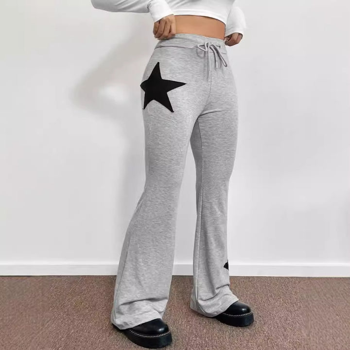 Damen casual sweatpants med bred ben och stjärnmotiv Mirla-Eva Jonsson